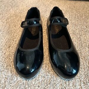 Danshuz Kids Toddler Tap Shoes Patent Black Velcro Strap Size 12.5 Dance Recital